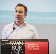 Dylan Smith speaking at Swinburne University of Technology